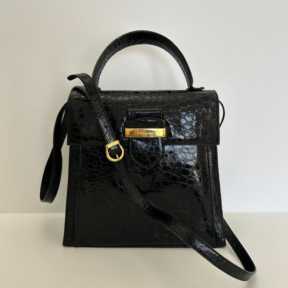 Salvatore Ferragamo Vintage Faux Lizard Shoulder Bag - Picture 14 of 14